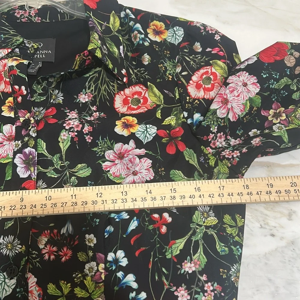 ADRIANNA PALLEL  DRESS WOMEN SIZE 9 BLACK FLORAL PEPLUM HEM - Picture 7 of 14